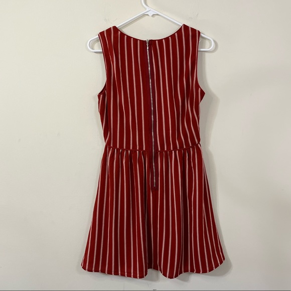 Bebop Be You Be Free Res White Stripe Zipper Back Mini Dress - Picture 5 of 7